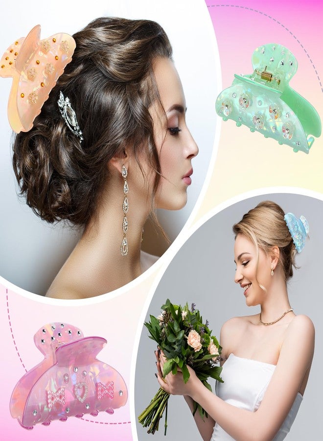Suncalla 6 Set DIY Hair Claw Clips Kit Acrylic Claw Clip with Resin Rhinestones Pearls Hair Clips with Strong Hold Non-slip Banana Barrettes for Women Party Crafting Night DIY(Classic) - Image 5